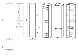 Универсальный шкаф - пенал Brevita Victory VIC-05035-500L левый 35см серый шёлк